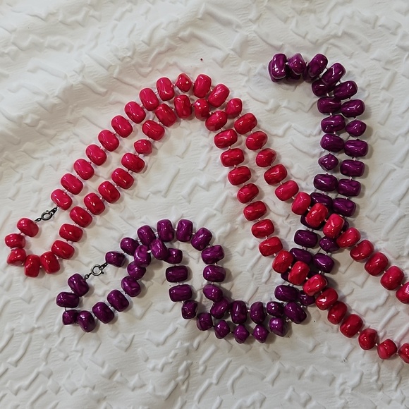 NECKLACE NUGGET BEADS IN PINK / PURPLE - Picture 7 of 7